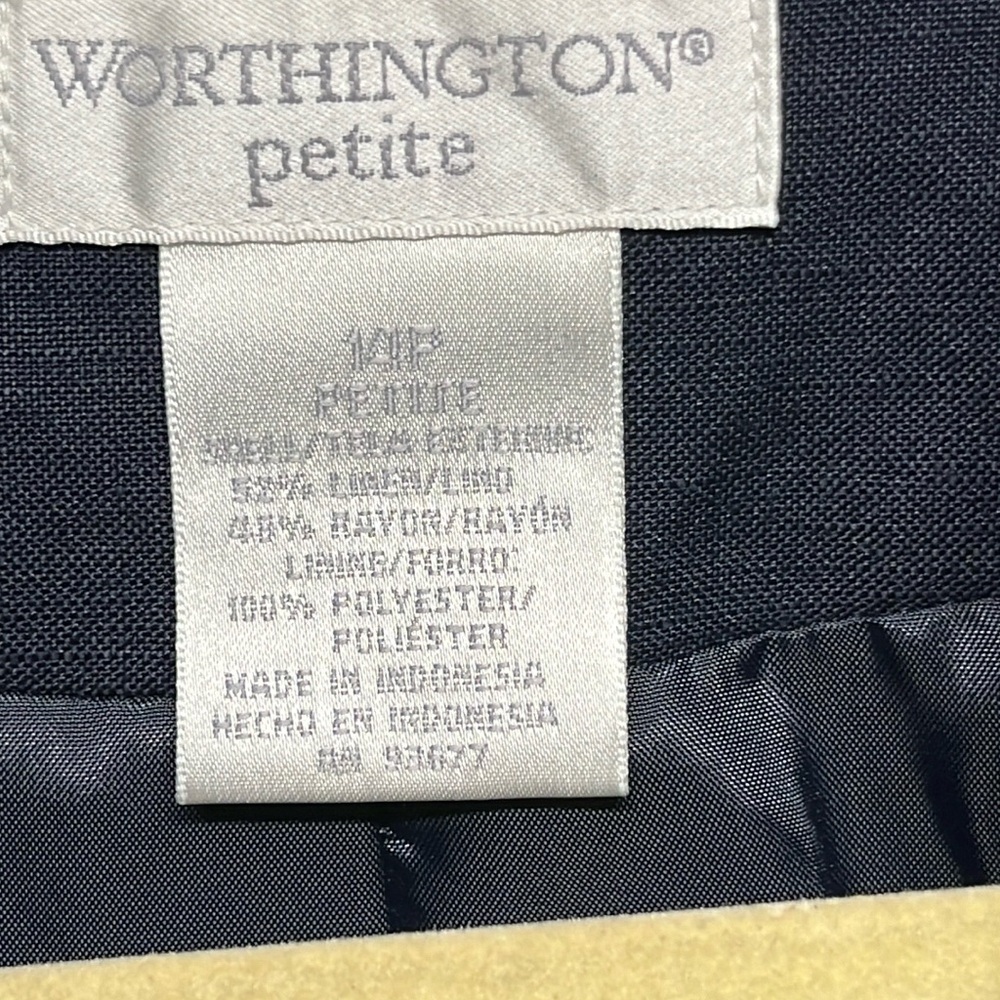 Worthington Petite Navy Linen Blend Blazer Jacket Size 14P - Picture 11 of 11